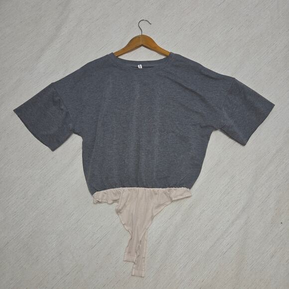 Wishlist Grey T-shirt Body Suit Woman's Size Medium - Picture 3 of 6